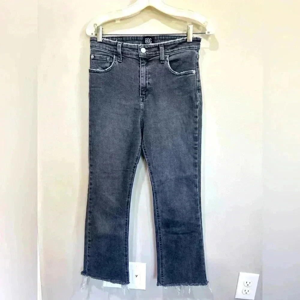 BDG Jeans Women's 27 Kick Flare Cropped Black Stretch Denim High Rise Pants
